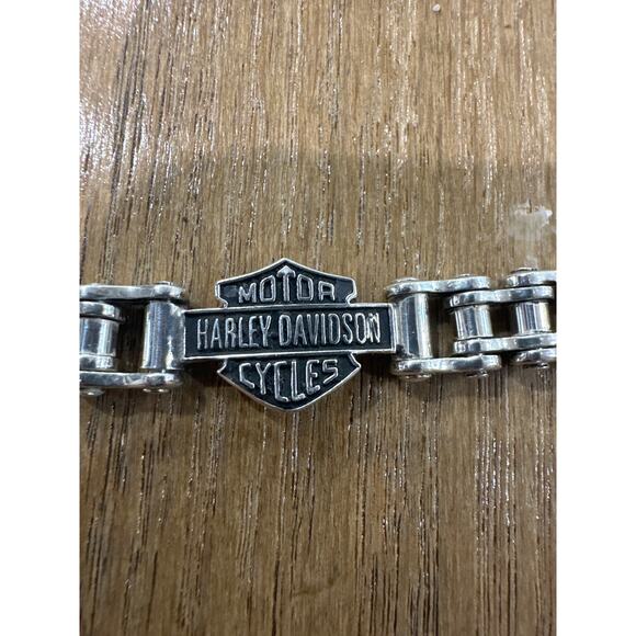 Mens Vintage Harley Davidson Bike Chain Sterling Silver Bracelet - Picture 6 of 7